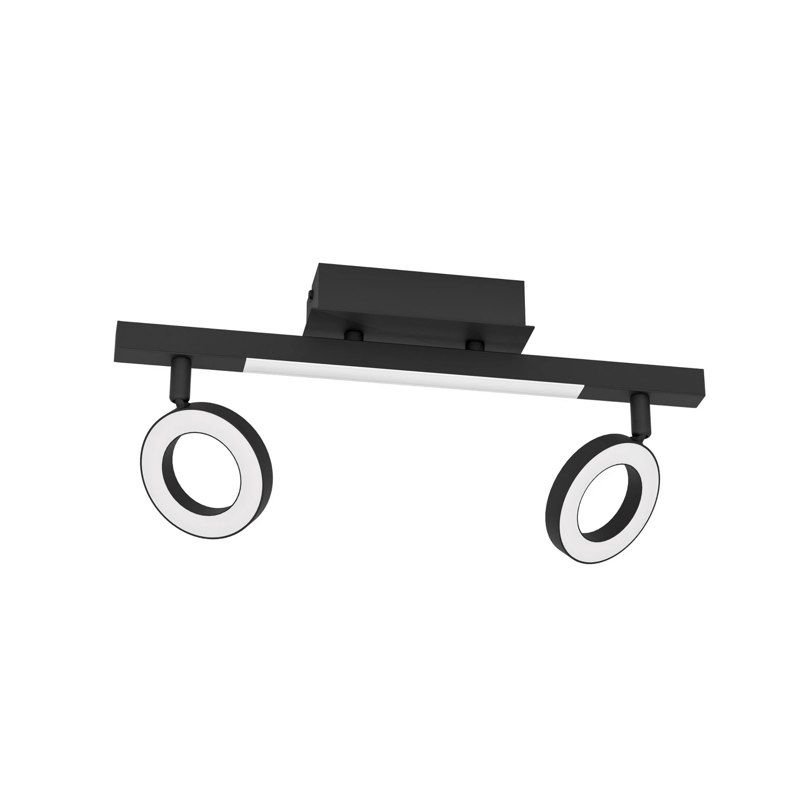 LED plafondspot Cardillio 2 zwart met twee ringen