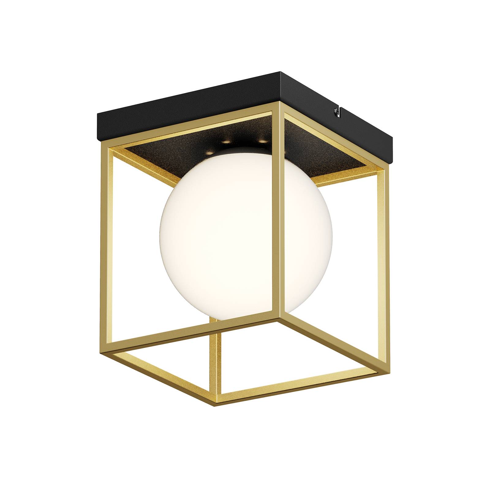 Lindby Aloam ceiling light with white glass ball, 1-bulb, for Living / Dining Room, glass, metal, E14, 40 W, L: 18.5 cm, W: 18.5 cm, H: 21.5 cm