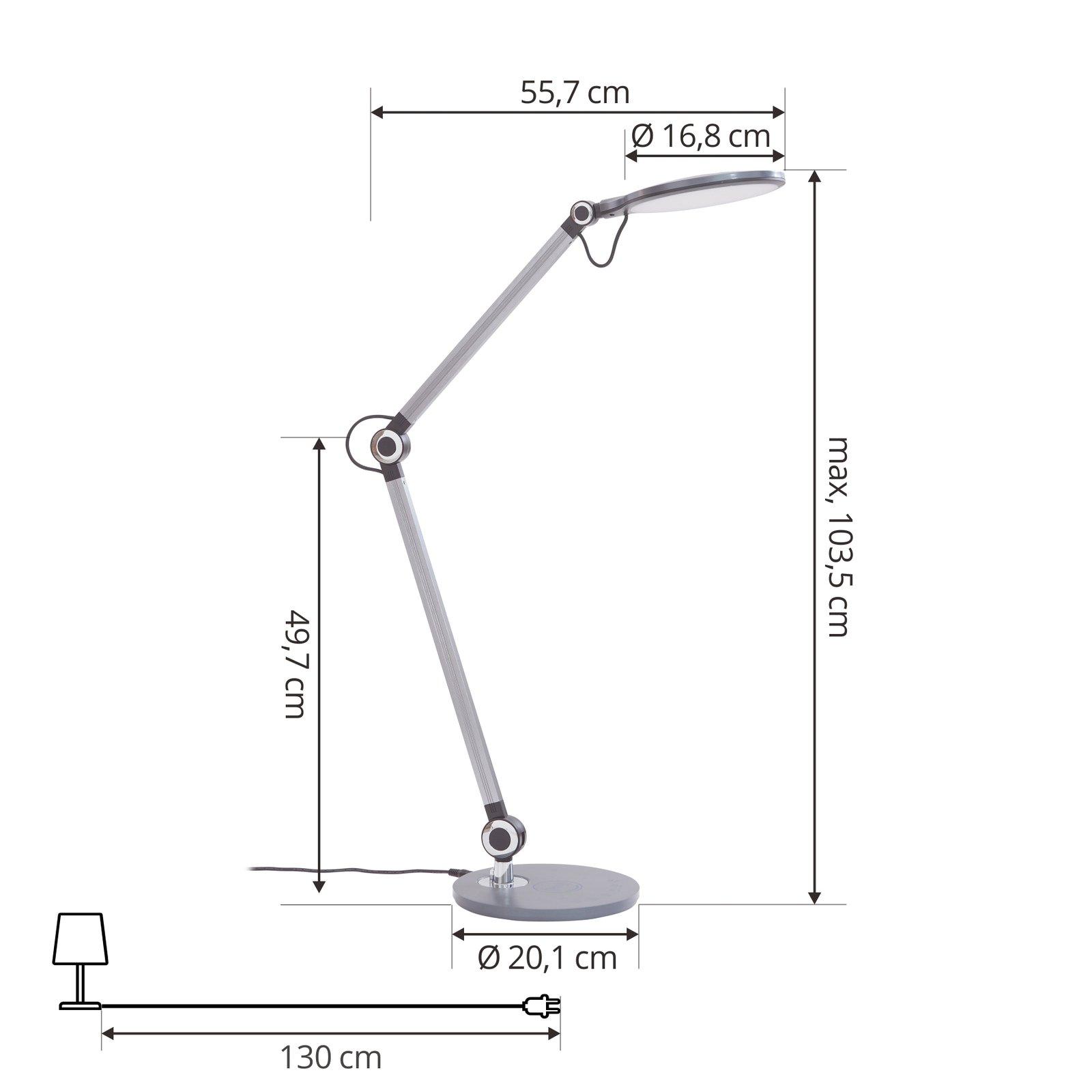 Nyxaris LED Asztali Lámpa CCT Grey - Lindby