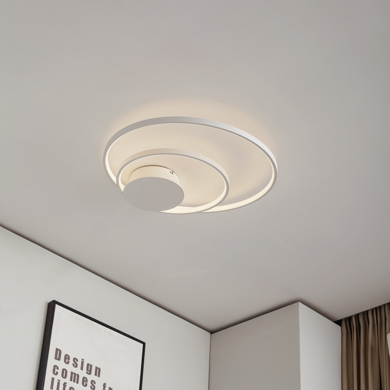 Lindby Nerwin Plafonnier LED, rond, blanc