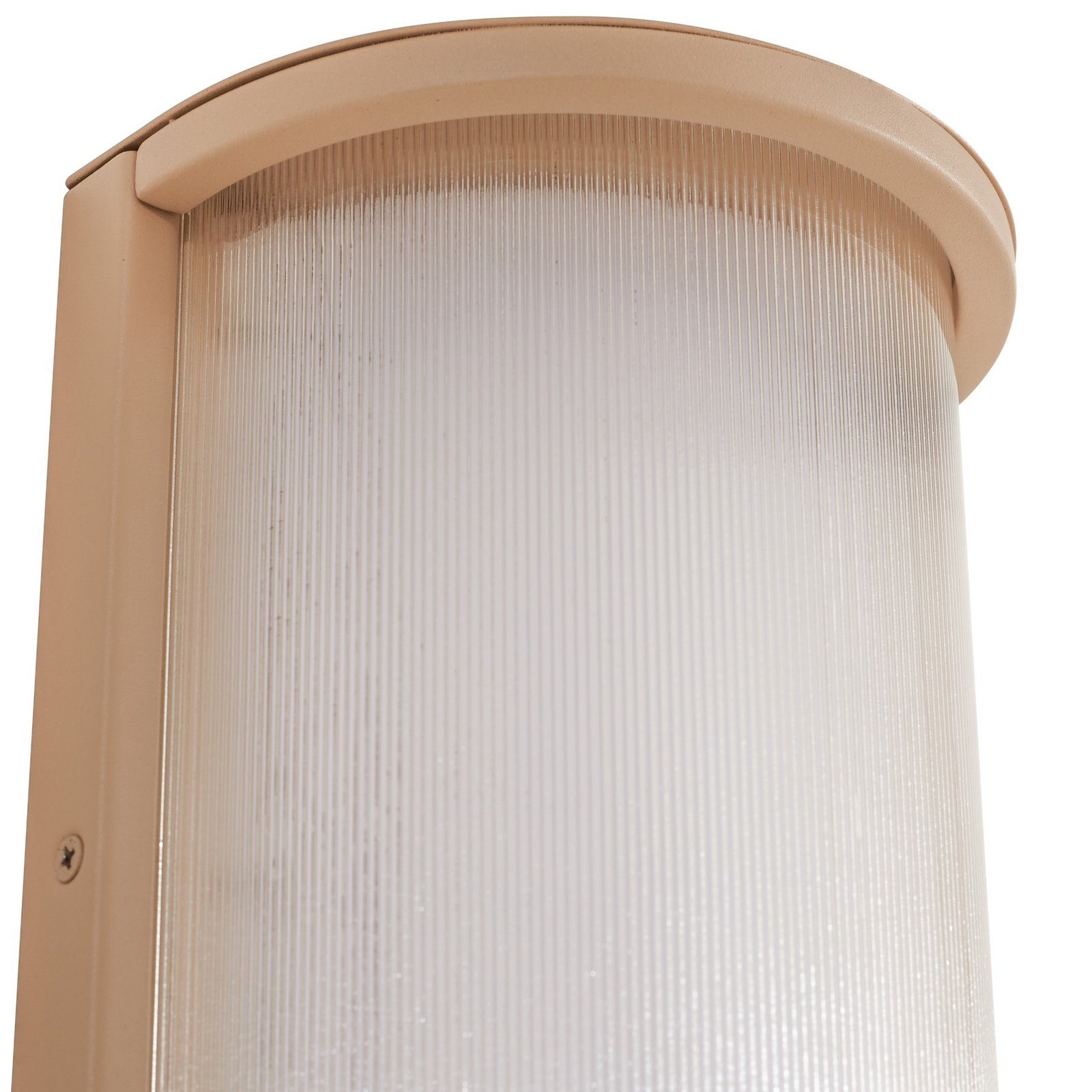 Calvik udendørs LED-væglampe, IP44, beige, 24 cm, riflet - Lindby