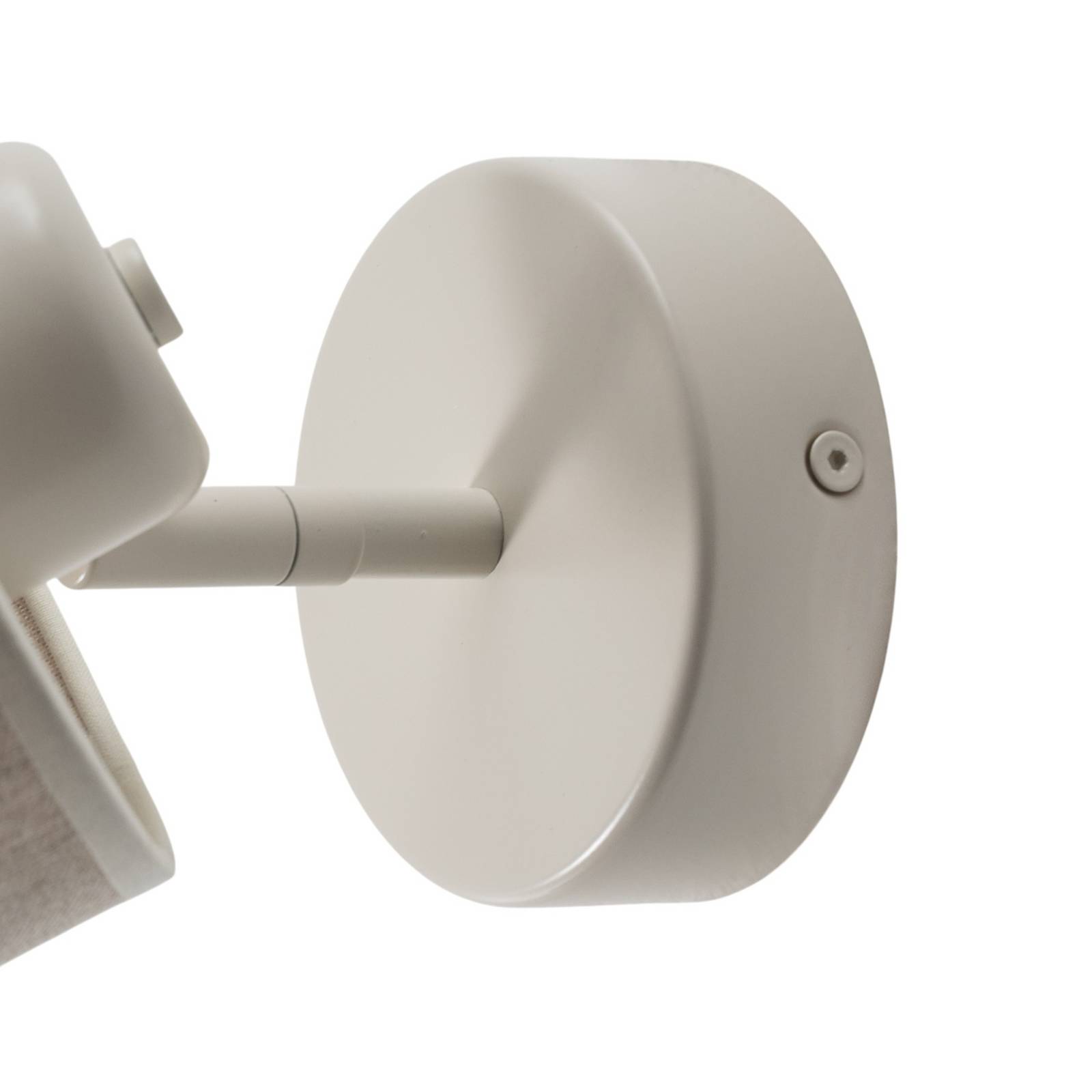 Kinkiet Suerte, kremowa biel, tkanina lniana, wysokość 18 cm, E14