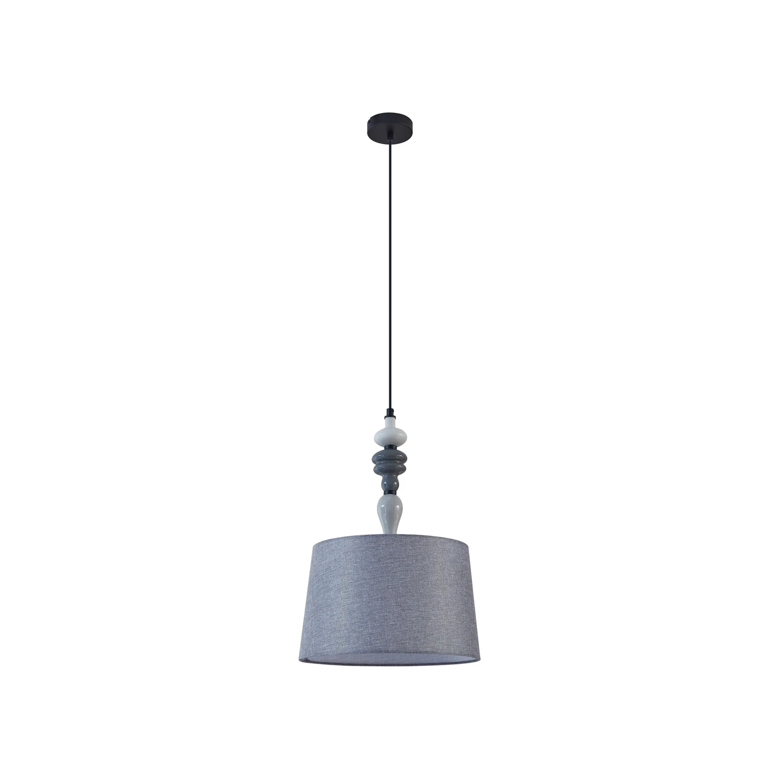 Lindby Hängeleuchte Haldorin, grau/schwarz, Textil, Ø 34 cm