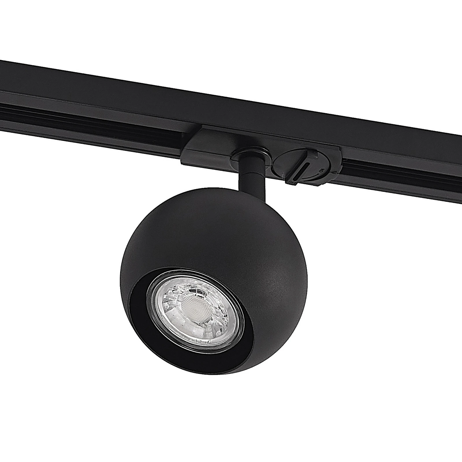Lindby Schienenspot Linaro, GU10, Ø 9 cm, schwarz, 1-Phasen