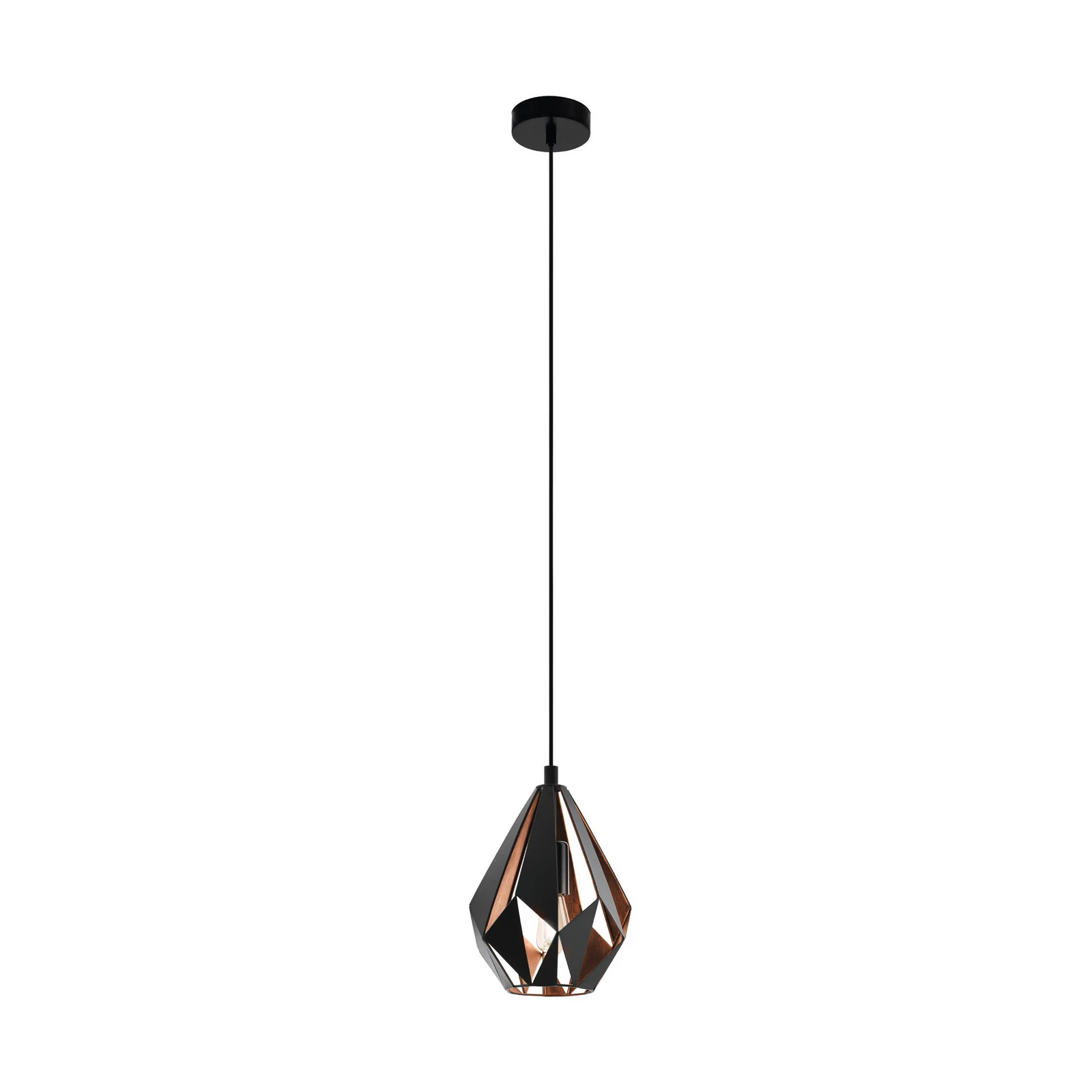 Carlton függőlámpa, fekete/réz, Ø 20,5 cm