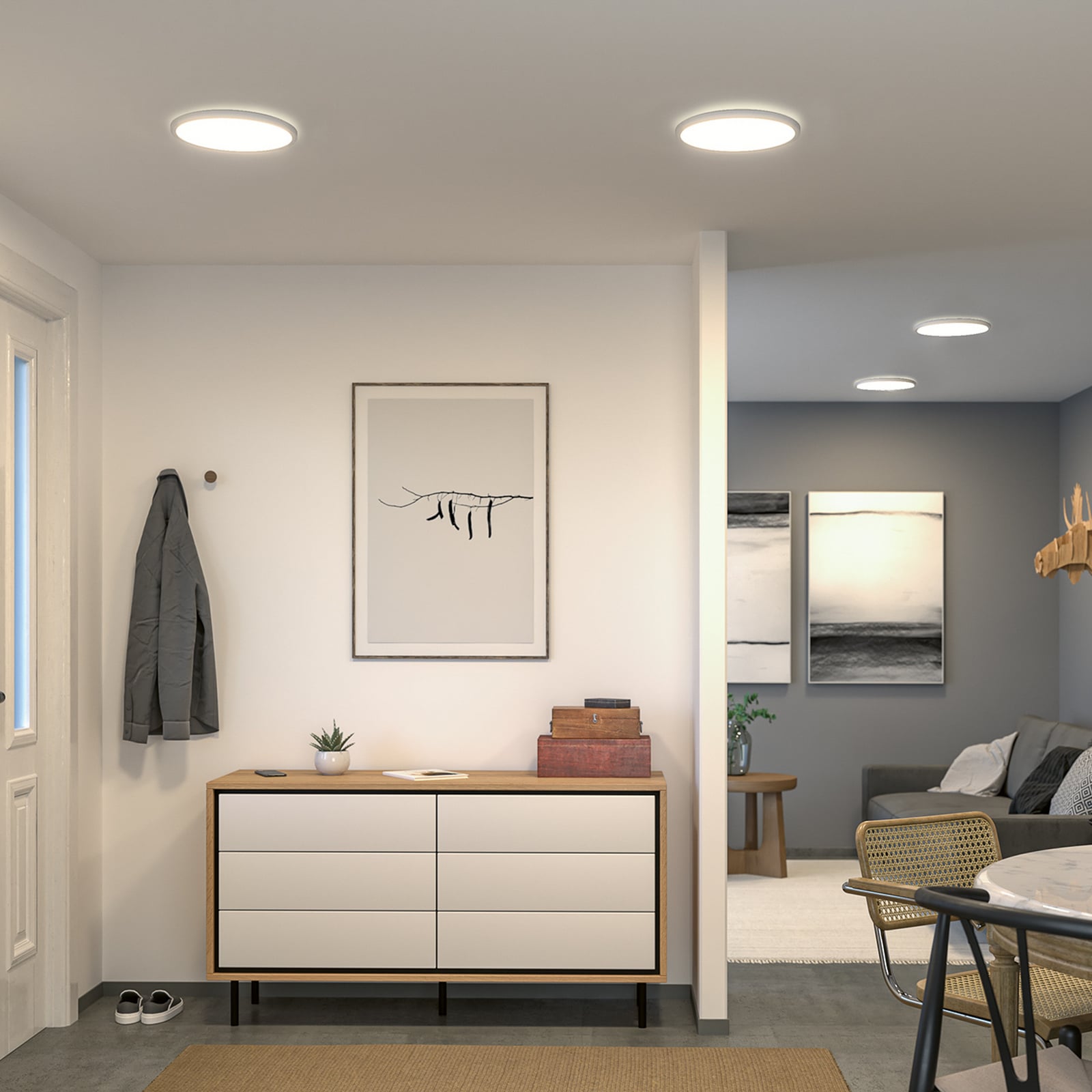 Panneau LED Paulmann Atria Shine Ø 29 cm, blanc, IP44, 3000 K, marche/arrêt