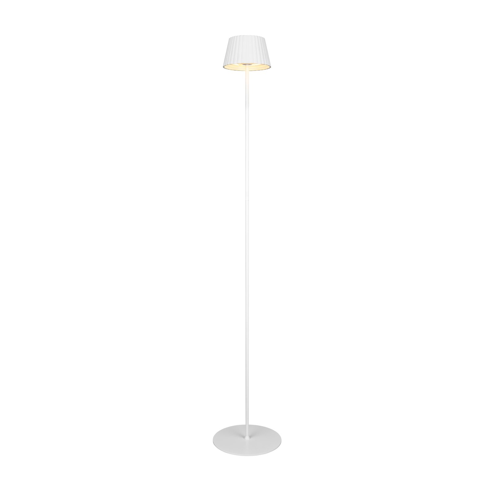 Suarez LED-uppladdningsbar golvlampa, vit, höjd 123 cm, metall