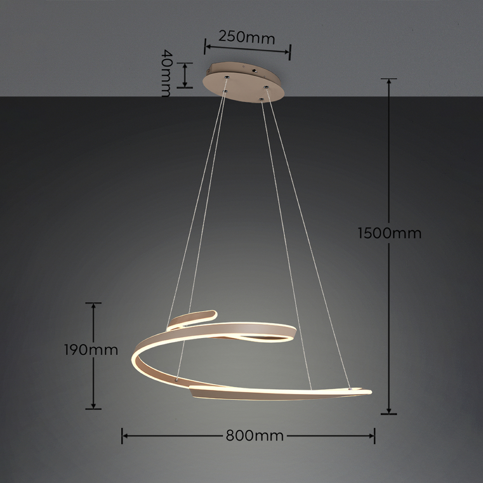 LED piekaramā lampa „Arlington“, smilškrāsā, garums 80 cm, metāla, CCT LED piekaramā lampa „Arlington“, smilškrāsā, garums 80 cm, metāla, CCT
