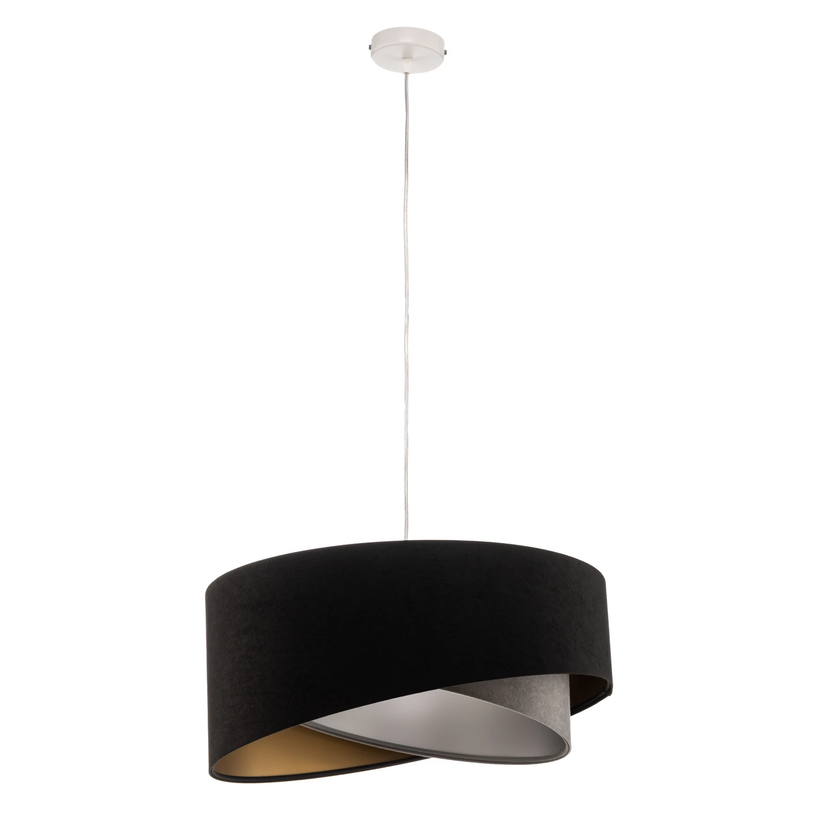 Lámpara colgante Vivien terciopelo negro/gris/plateado/dorado