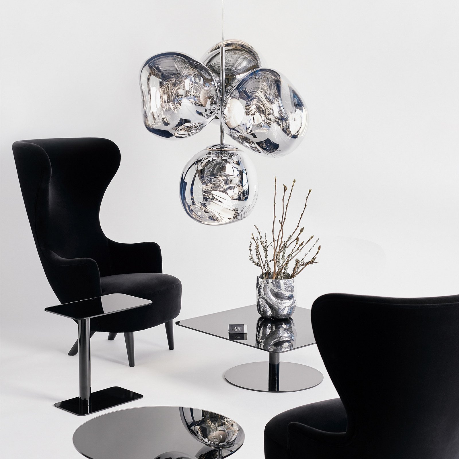 Tom Dixon LED candelabru Melt Chandelier cromat - Camera de zi / sufragerie - Design - Plastic