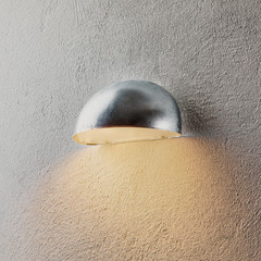 Aplique de pared Bergen, semicircular, gris plateado