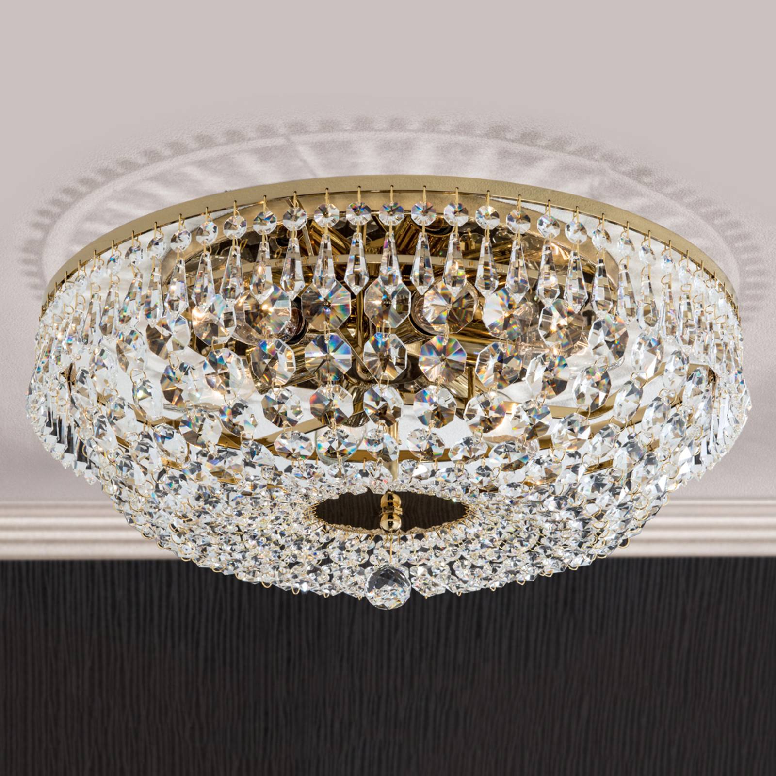 SHERATA - ronde plafondlamp, goud, 45 cm