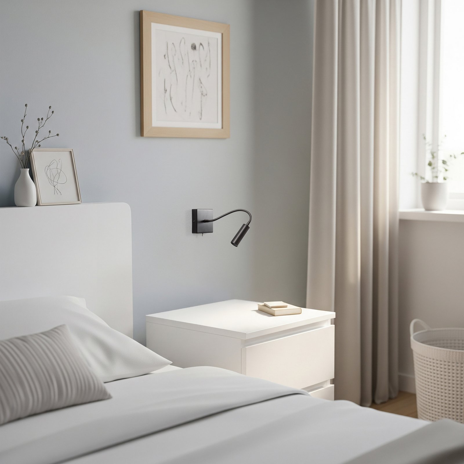 Nástěnné svítidlo Ojos, antracit, lampa na čtení, nastavitelná, 33 cm, G9 Nástěnné svítidlo Ojos, antracit, lampa na čtení, nastavitelná, 33 cm, G9