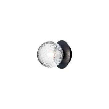 Aplique de pared Liila 1, IP44, negro/transparente, Ø 12 cm - Nuura