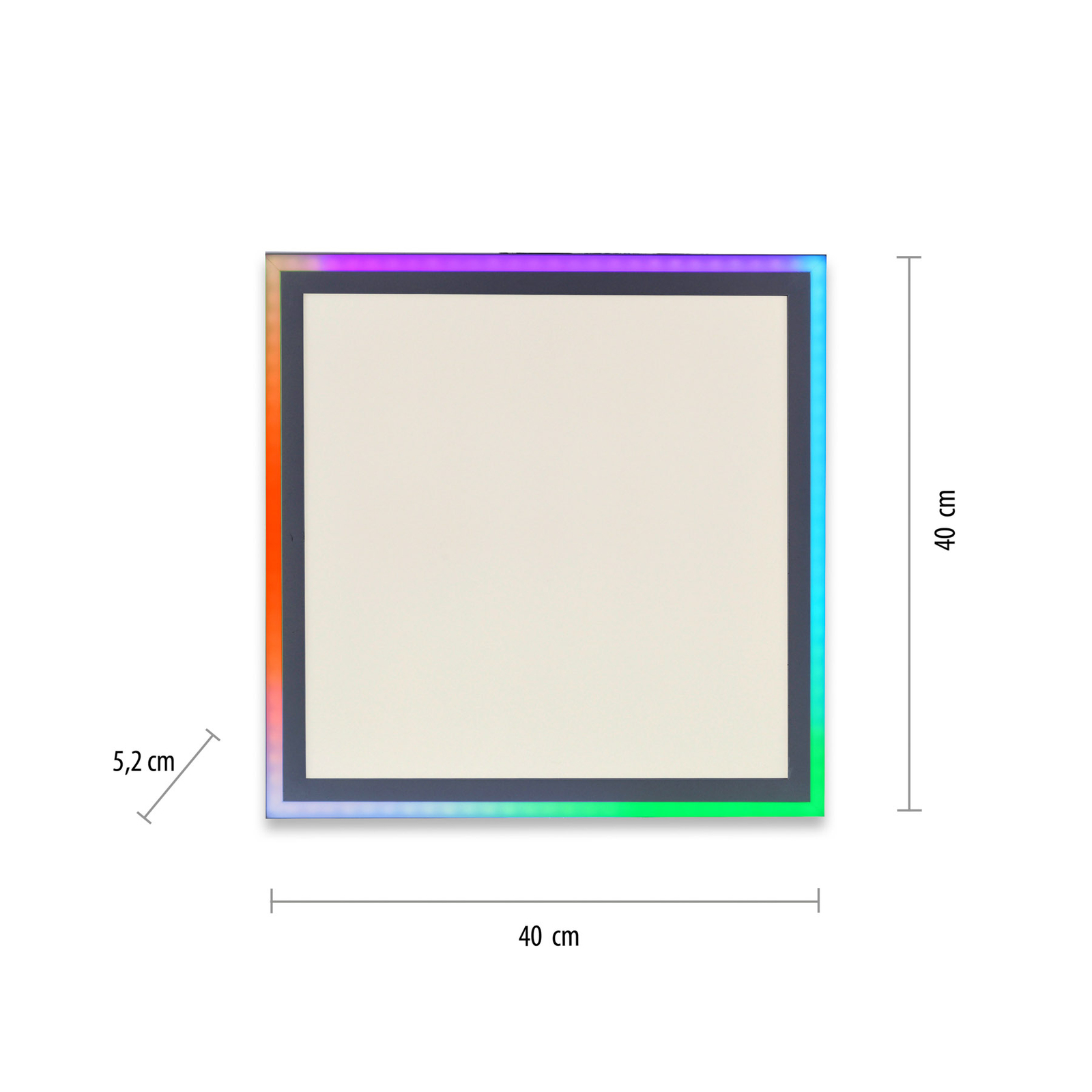 LED-kattovalaisin Edging, CCT + RGB, 40x40cm