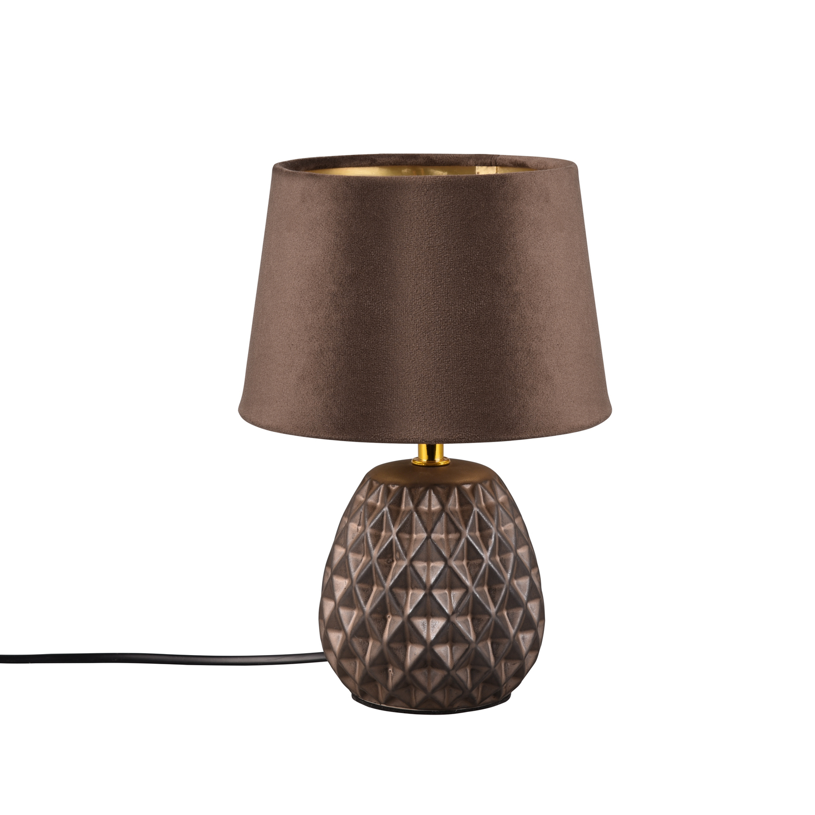 Lámpara mesa Ariane cerámica y terciopelo, marrón