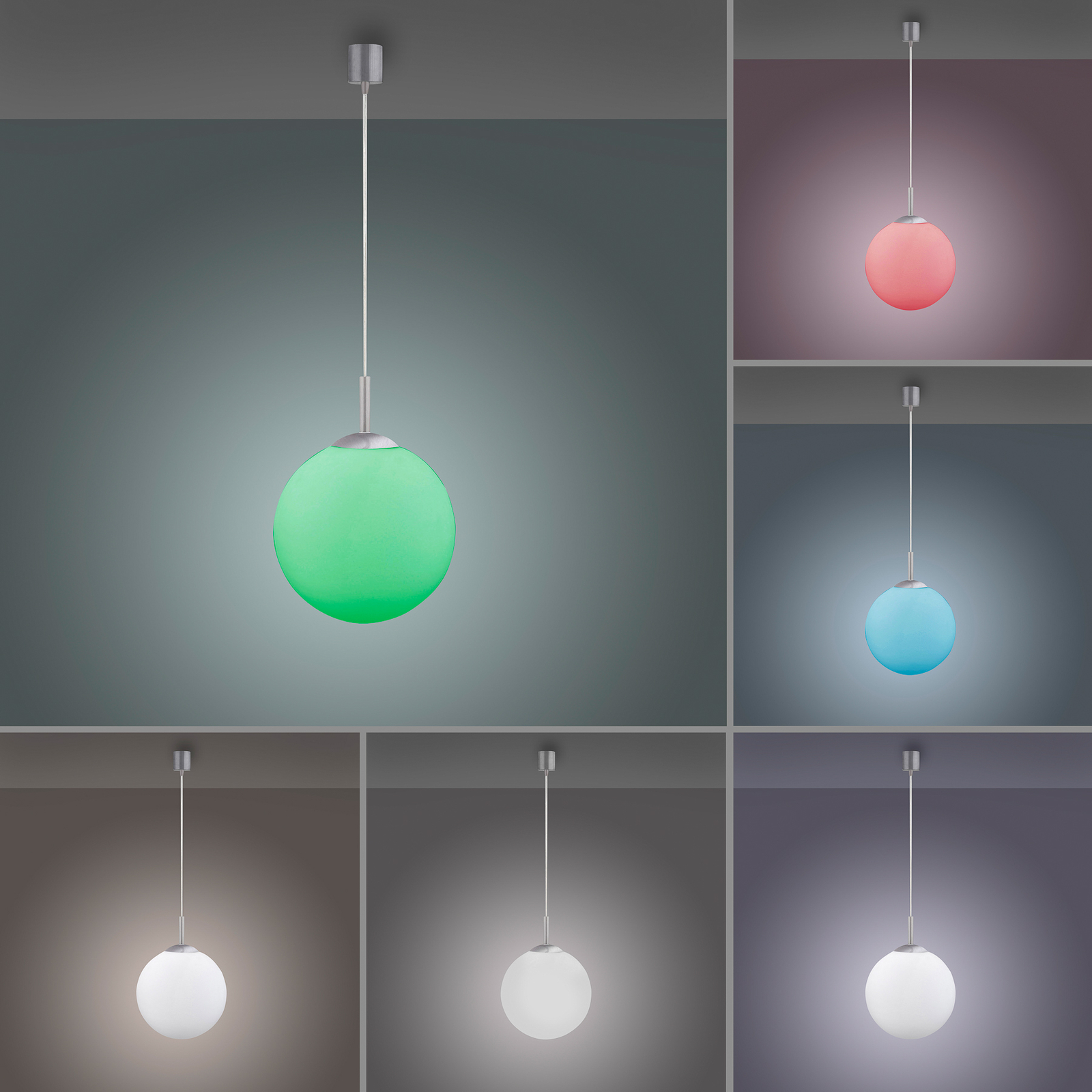 JUST LIGHT. LED hanging light LOLAsmart Bolo, Ø 25 cm, RGB, CCT