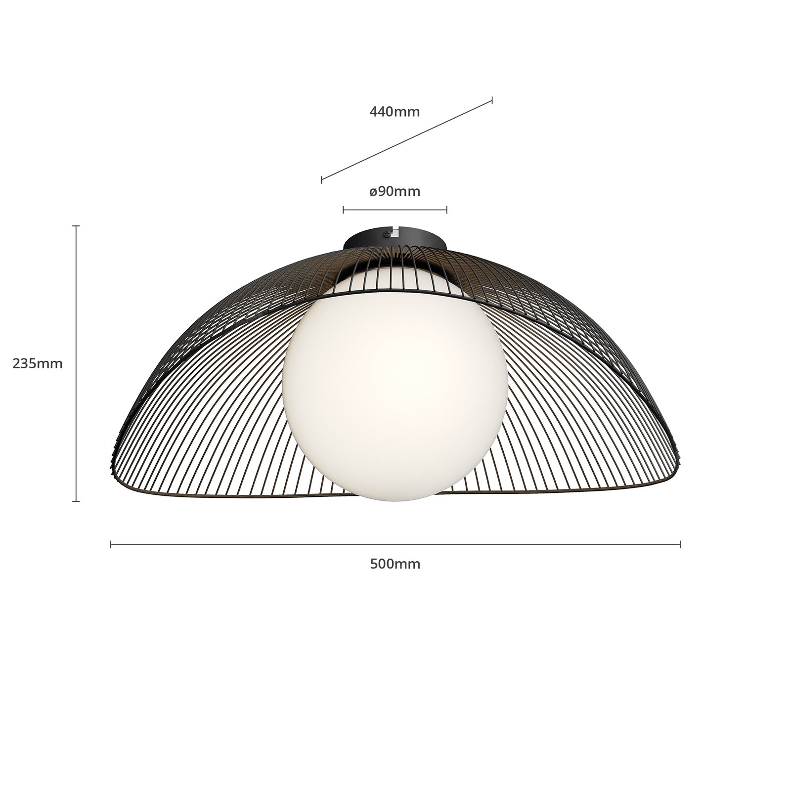 Fabronia Taklampe Opal/Black - Lindby