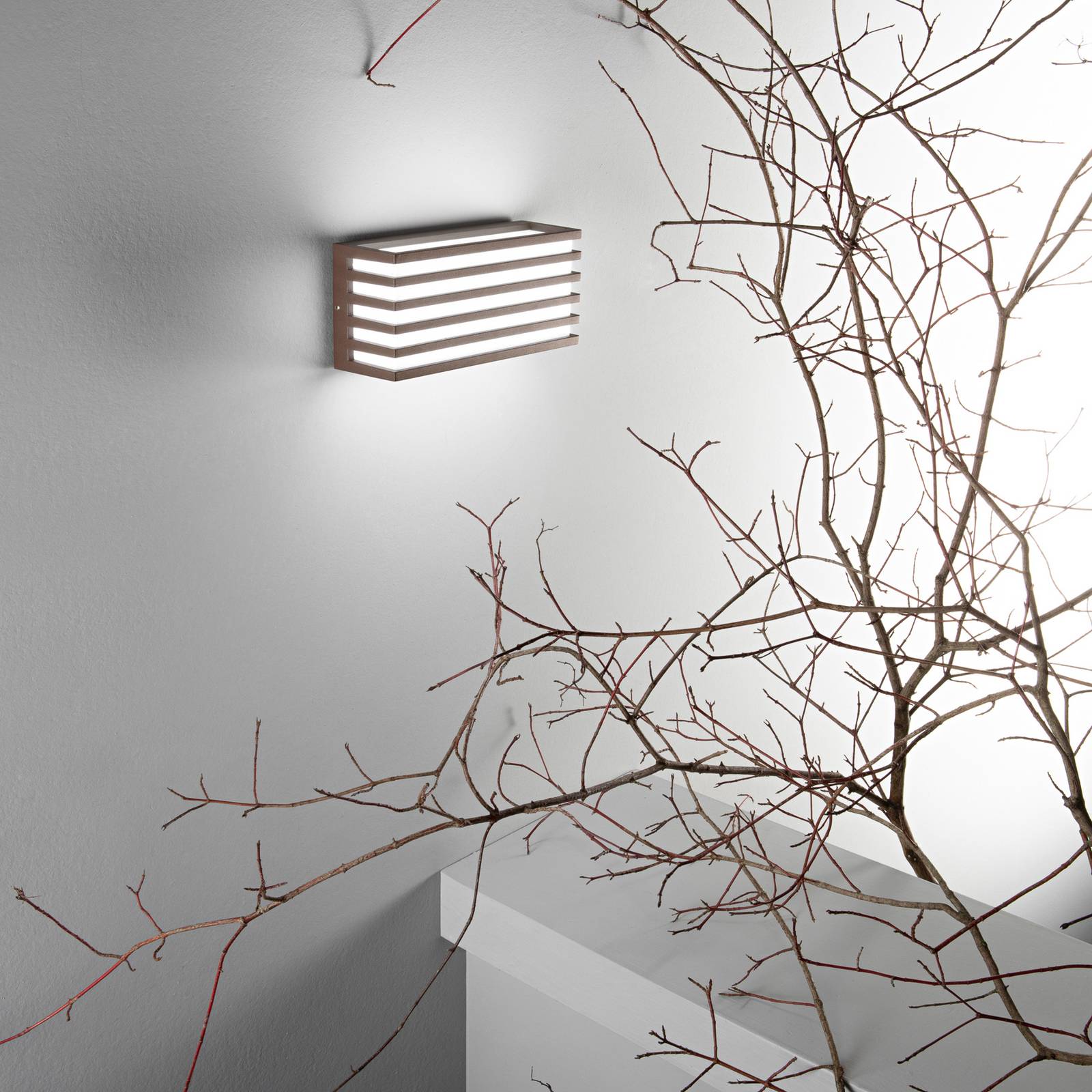 LED-Außenwandlampe Dukrot, bronzefarben, Breite 22 cm Metall günstig online kaufen