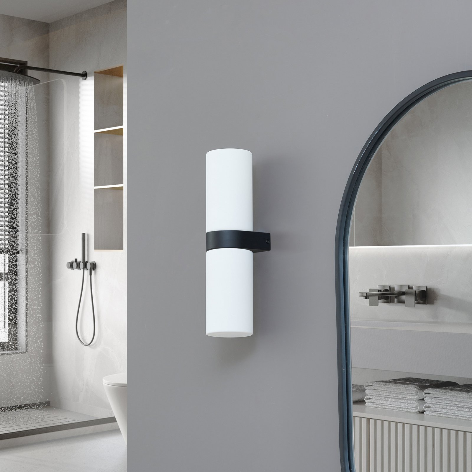 Basolo Wandlamp H31,5 IP44 Zwart - Lucande
