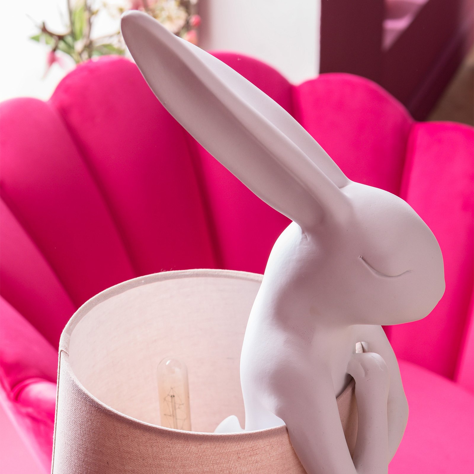 KARE Animal Rabbit bordlampe hvit/rosa