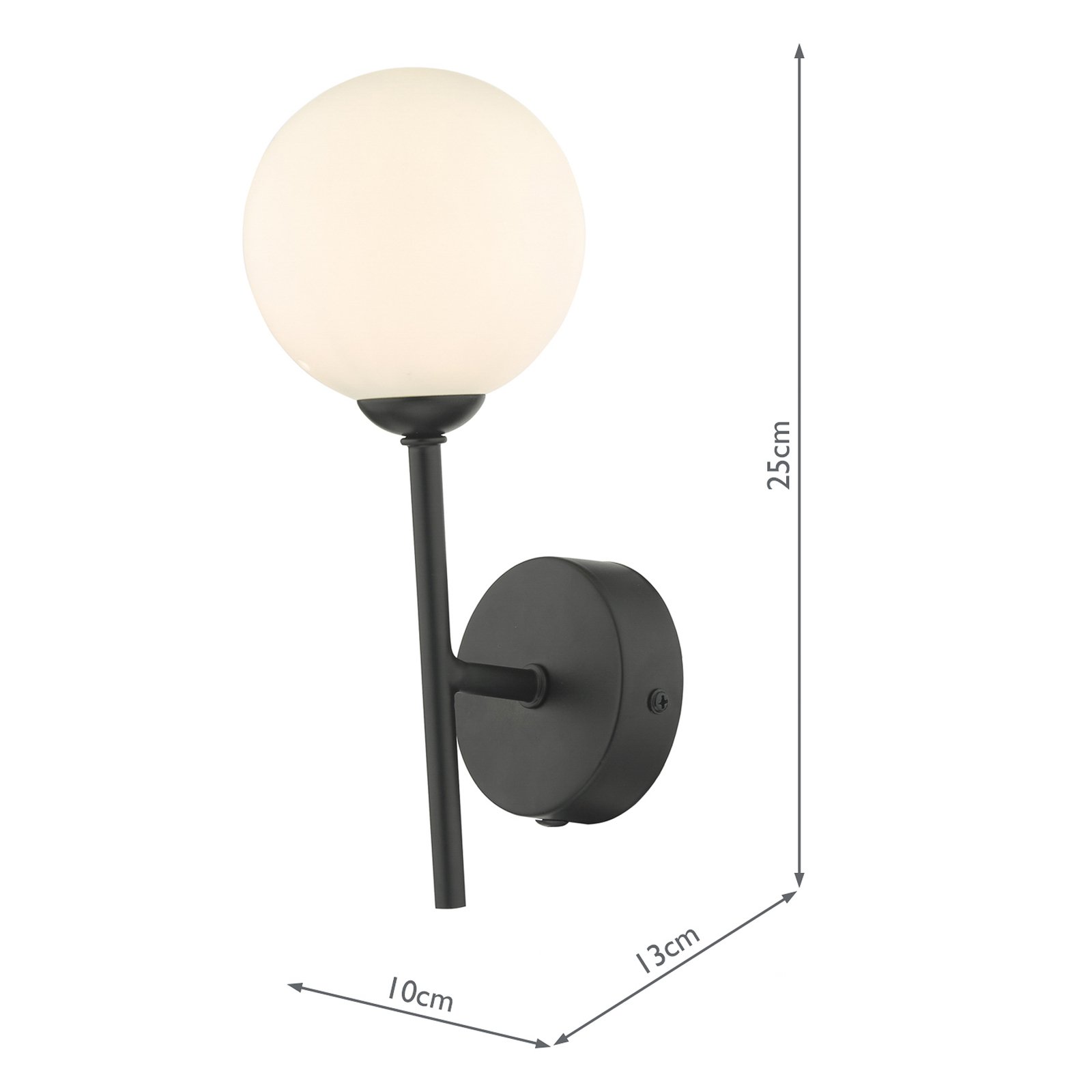 Cohen wall light with opal white glass globe