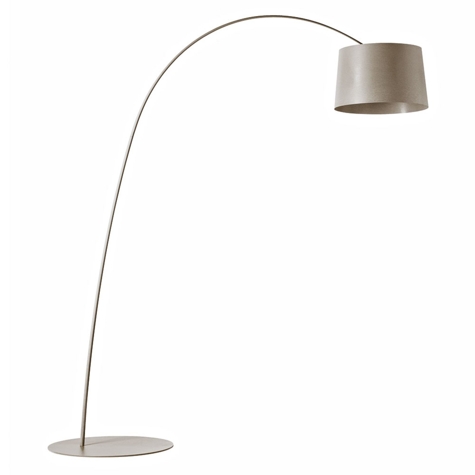 FOSCARINI Foscarini Twiggy arc lamp with dimmer, greige, for Living / Dining Room, fibreglass composite material, PMMA, polycarbonate, metal, E27, 77 W, energy efficiency: A++, H: 220 cm