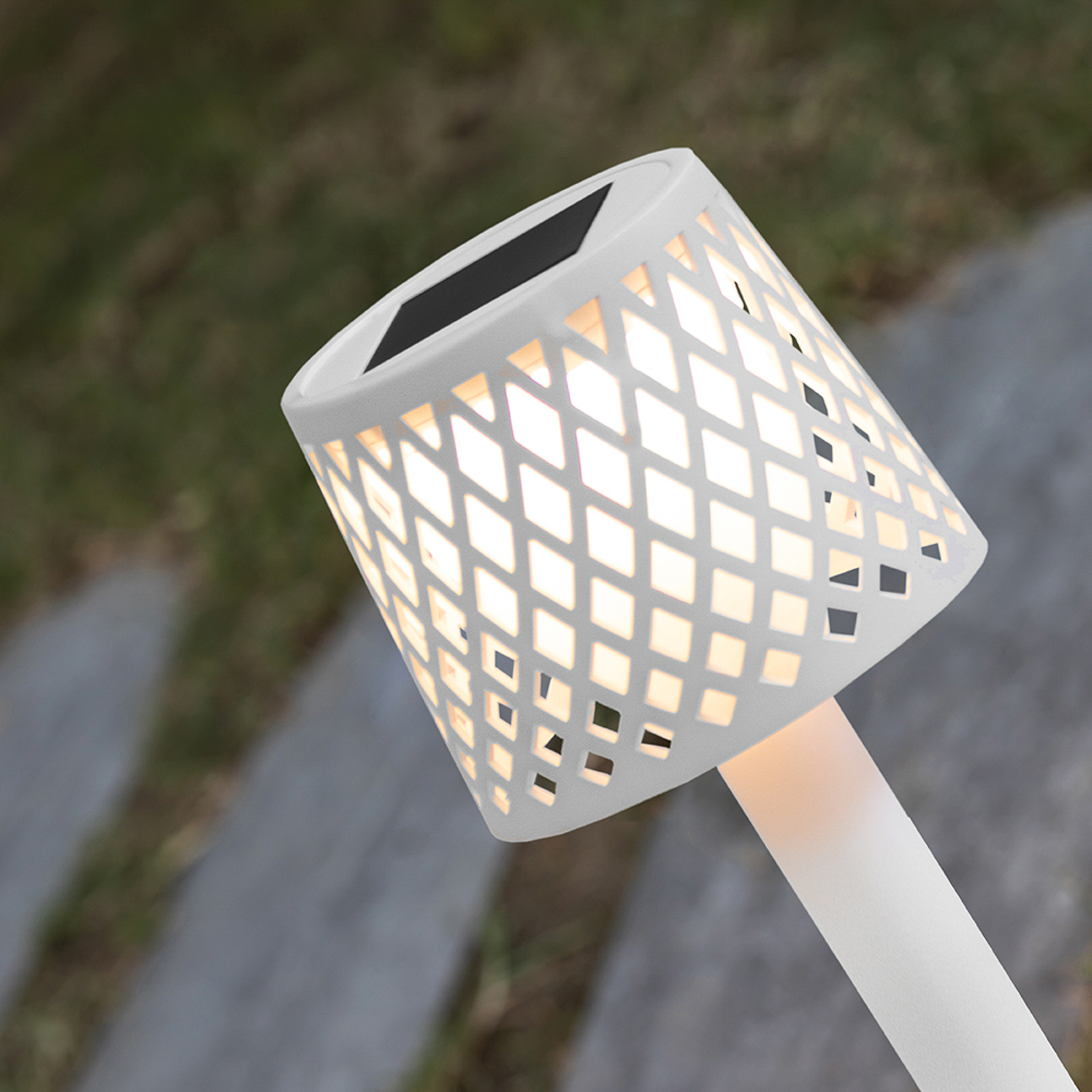 Newgarden LED lamp op zonne-energie Gretita, wit, grondspies, set van 4