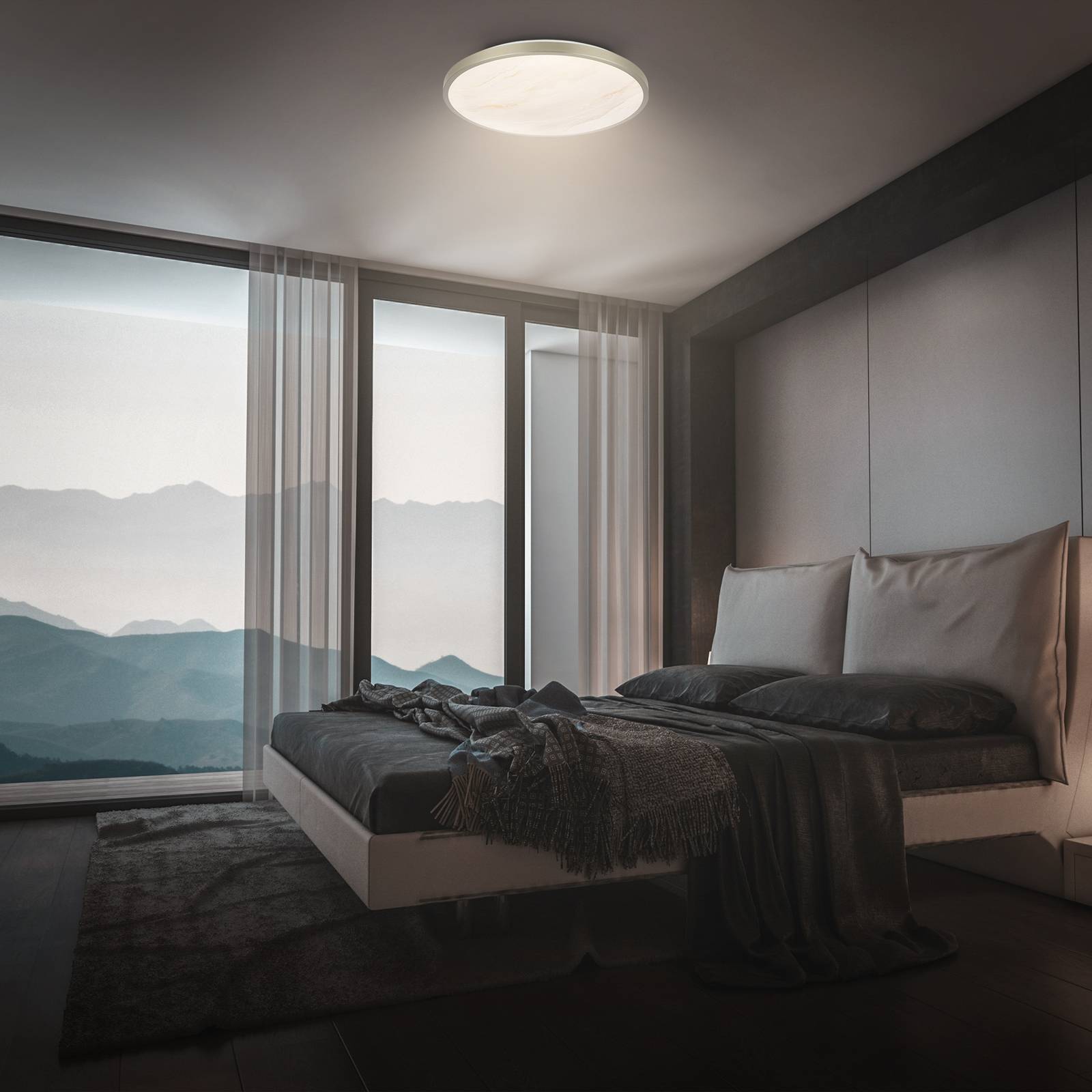 Lampa sufitowa LED Competo, 3 000 K, średnica 33 cm, nikiel matowy