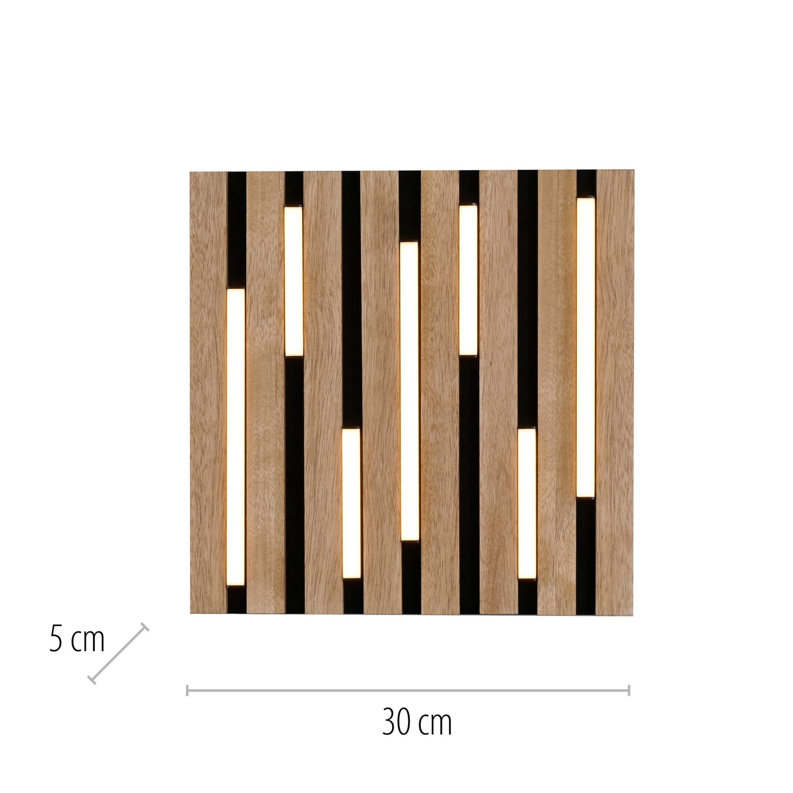 LED plafondlamp Akustik, 30 x 30 cm, naturel hout, metaal