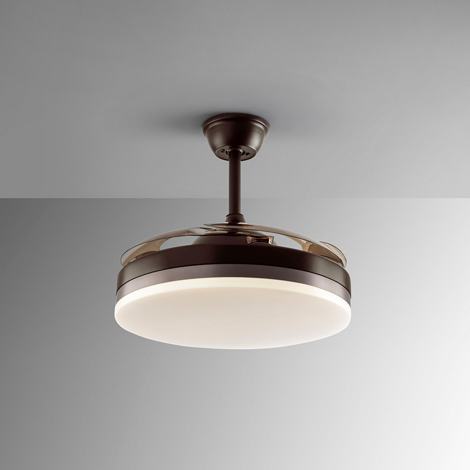 LED stropni ventilator Vento rjava/siva DC Ø 100 cm tih