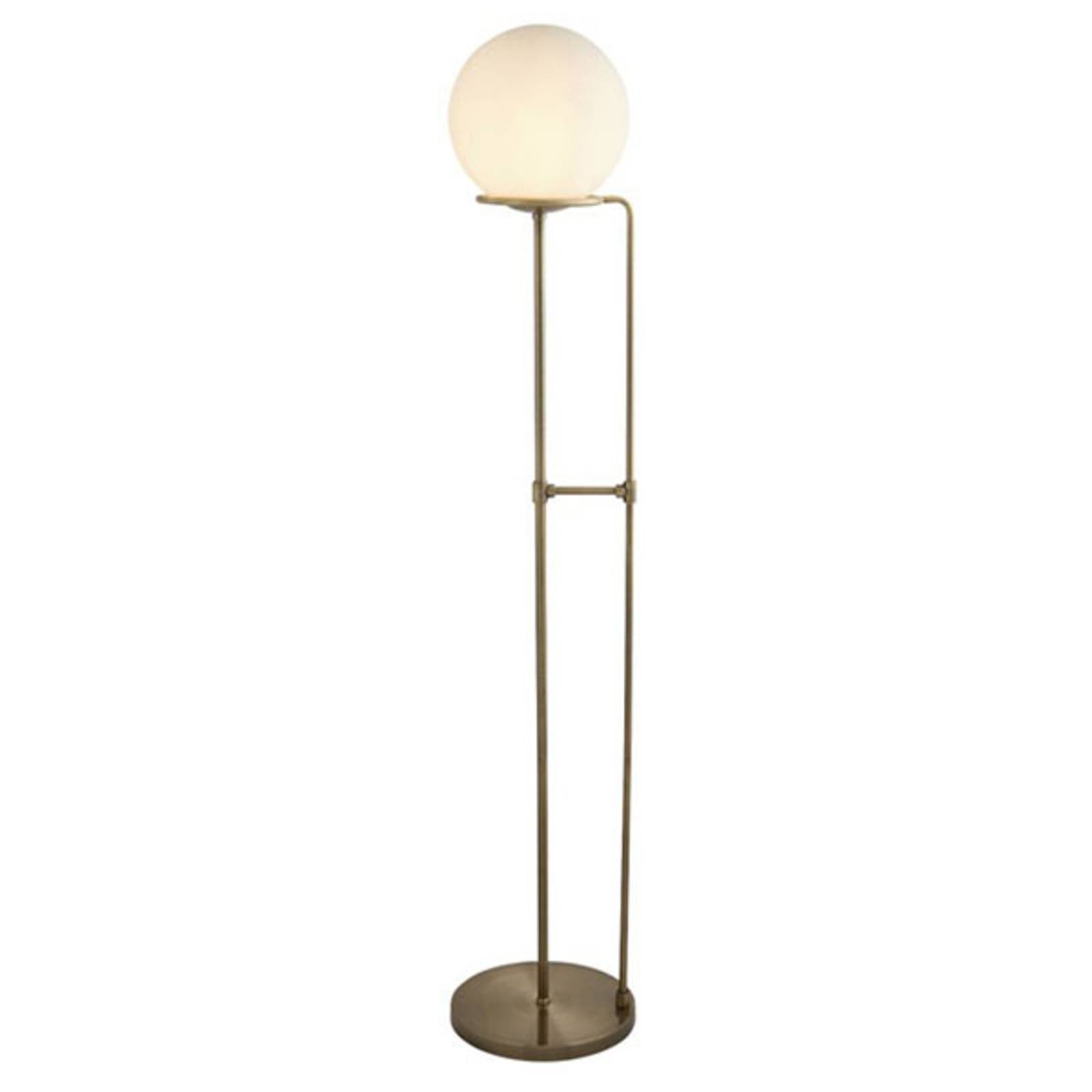 attraktive Stehleuchte Sphere messing antik Opalglas weiß rund 145cm Höhe