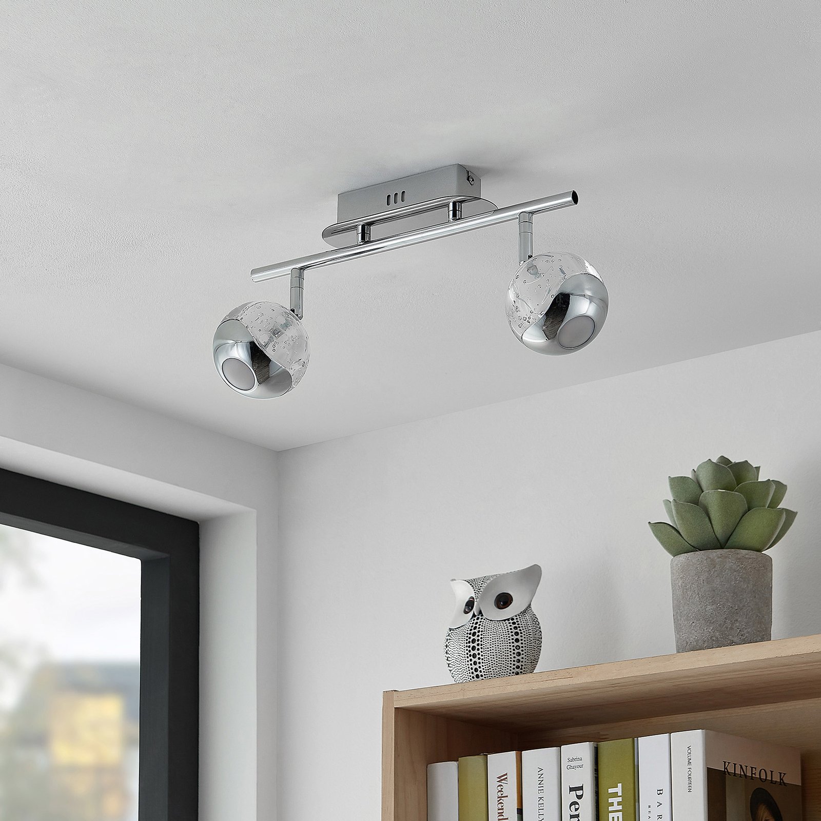 Lucande Kilio spot plafond LED, à 2 lampes, chromé