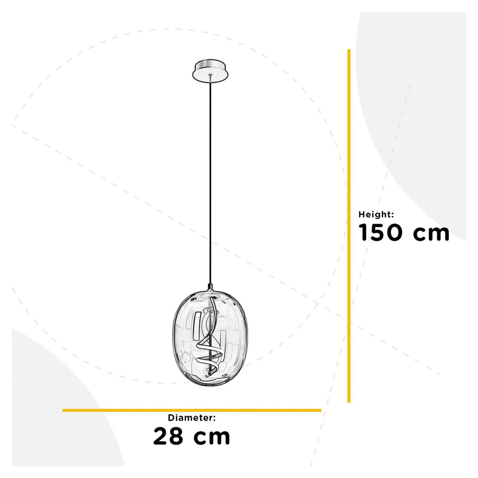 Candeeiro suspenso LED Lilly, vidro, cinzento fumado, Ø 28 cm, 4000 K