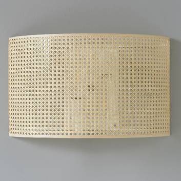 Wandleuchte Wiener Geflecht mit Rattanschirm