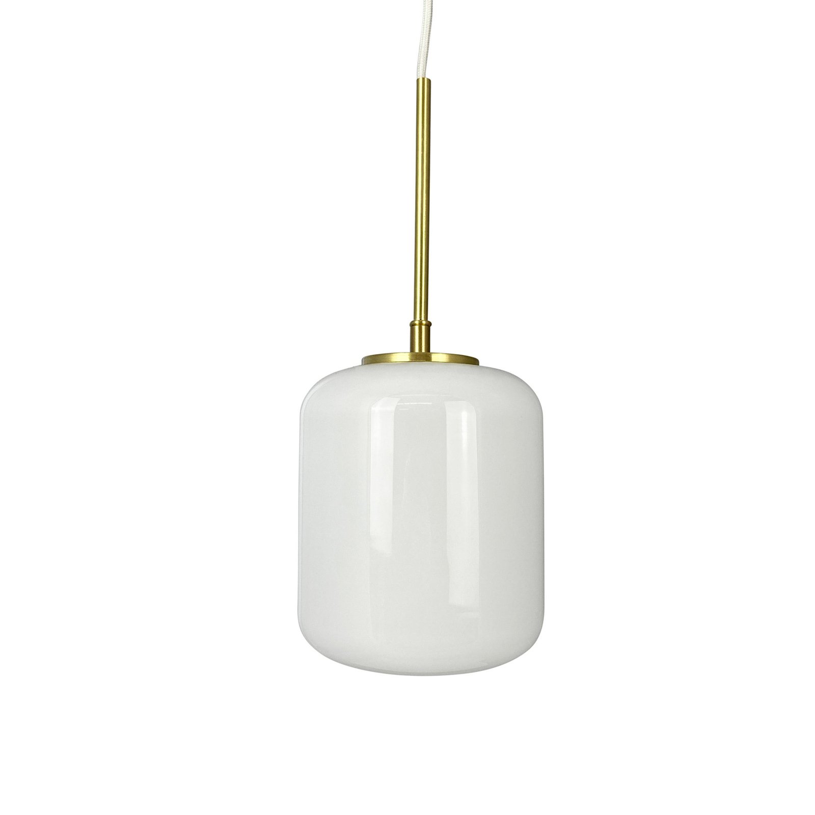 Dyberg Larsen závesná lampa Silvia, Ø 15 cm, opál/mosadz, sklo