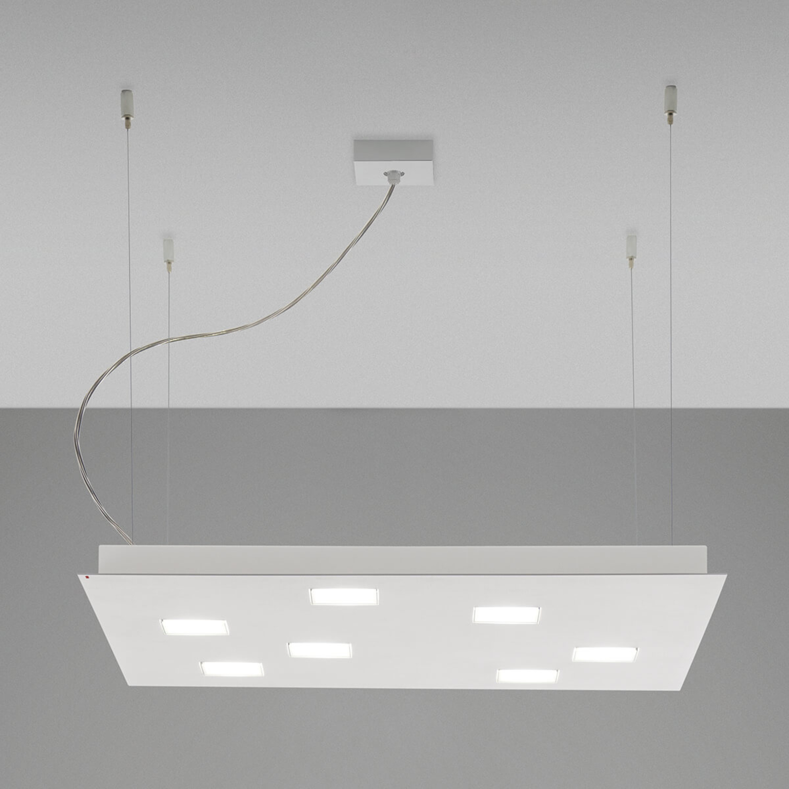 Hoekige LED hanglamp Quarter, wit