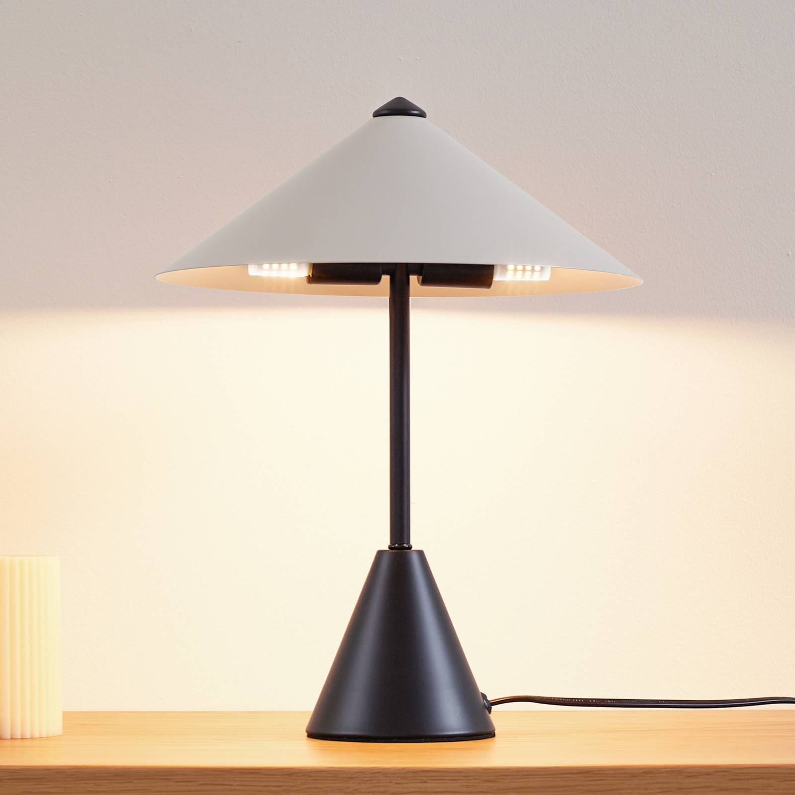 Lindby Tischleuchte Norvik, Höhe 35 cm, schwarz/grau, Metall günstig online kaufen