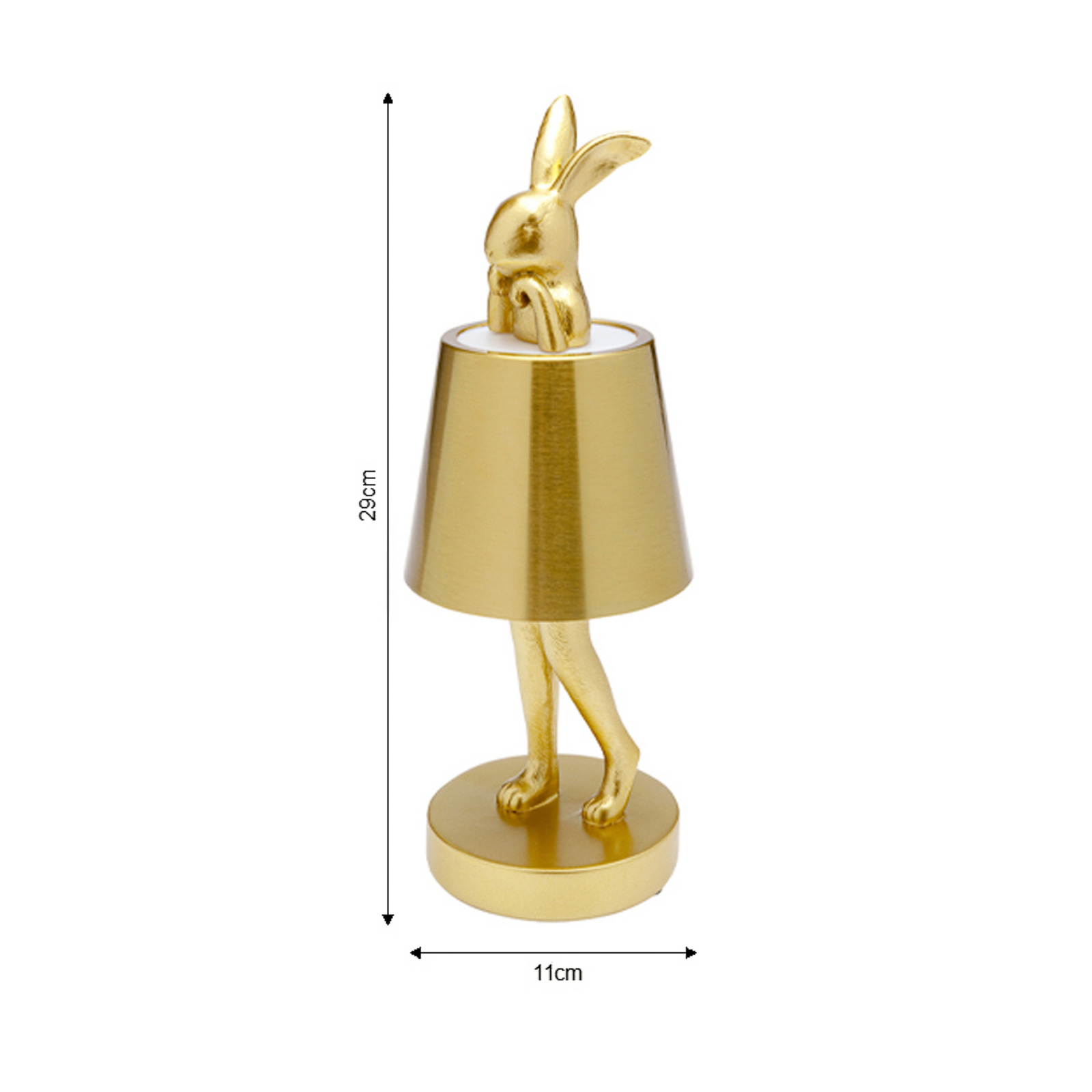 Kare LED-batteridrevet bordlampe Animal Rabbit, gull, IP44, 29 cm