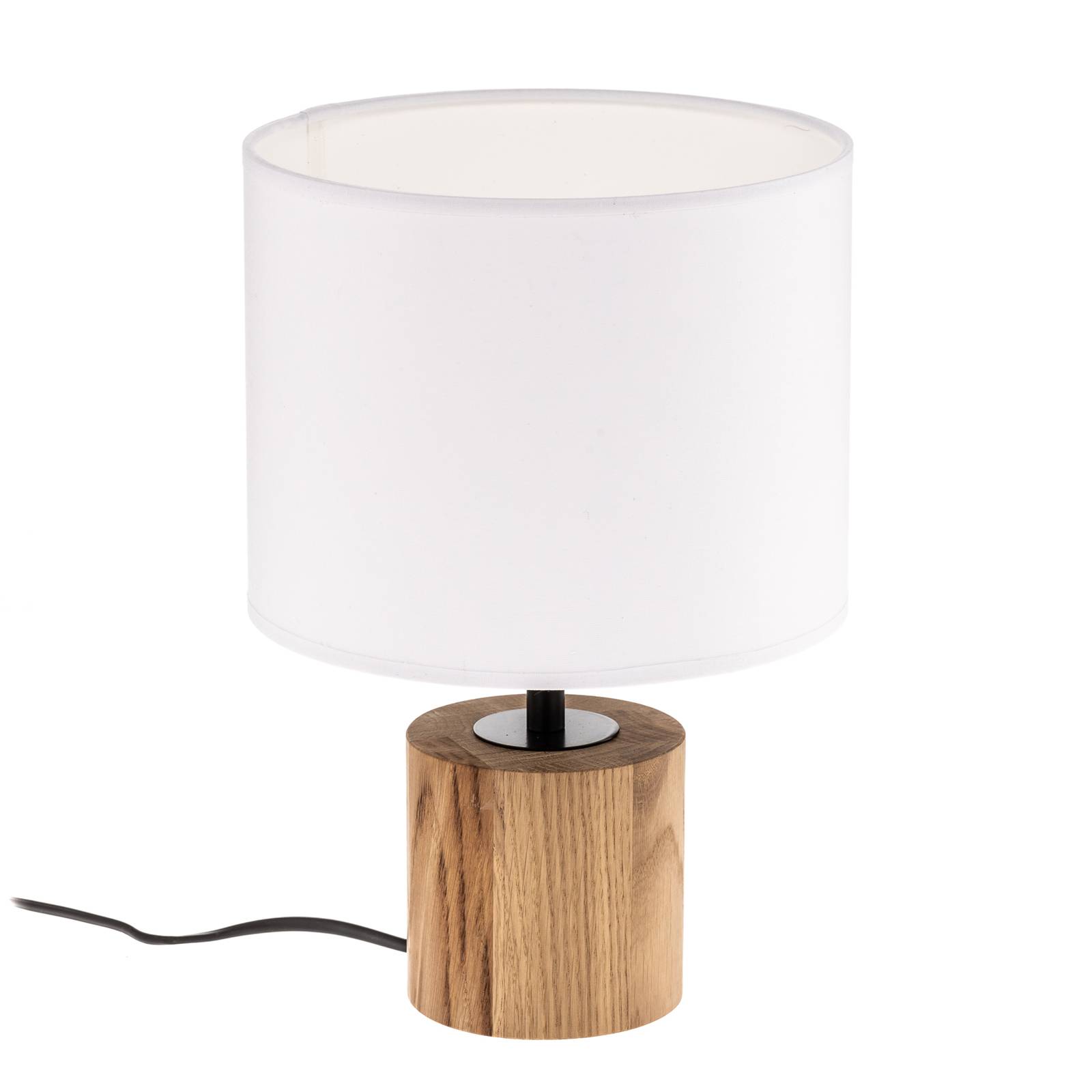 Lampe à poser Tidas chêne huilé Ø 20 cm blanche