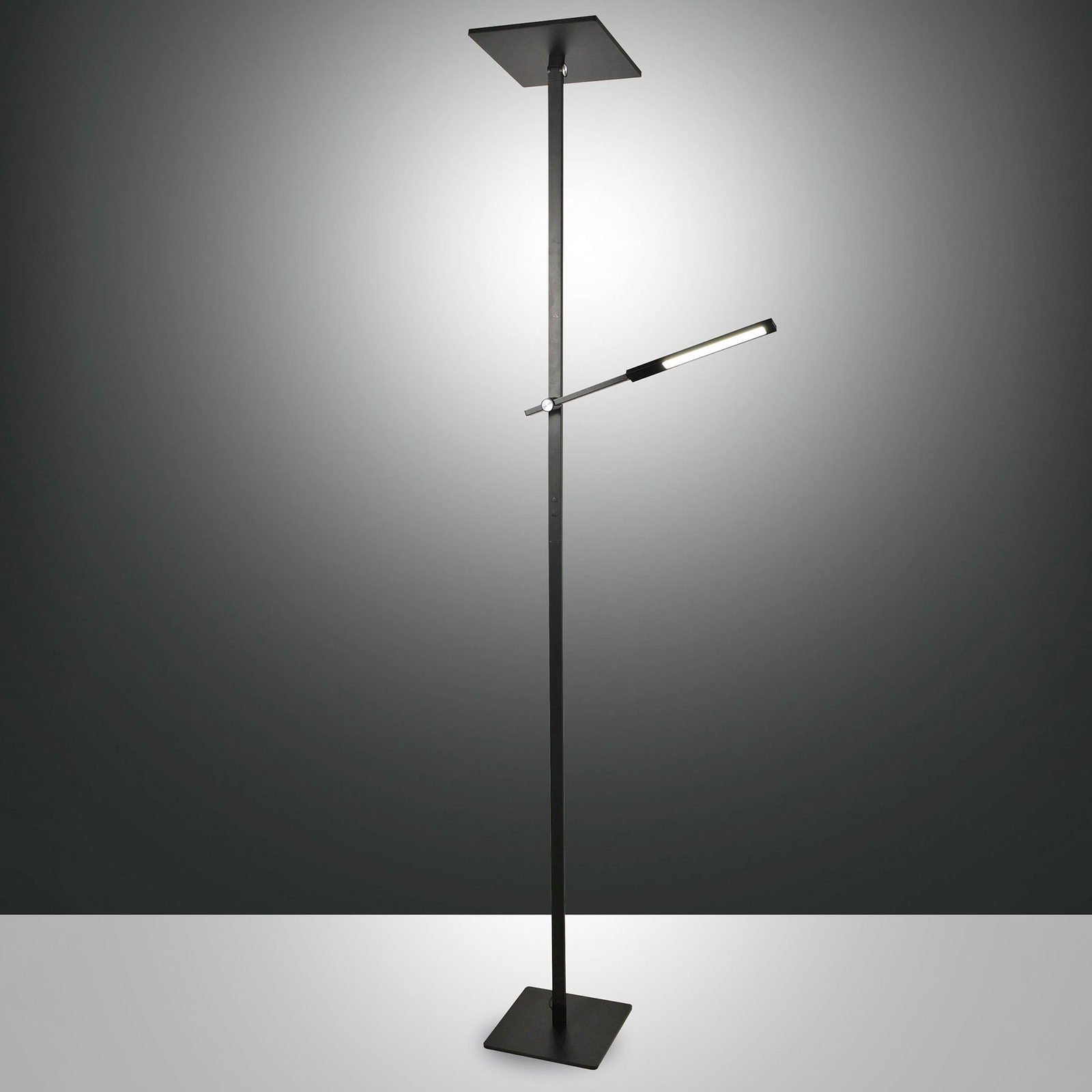 LED-golvlampa Ideal med läsarm, svart