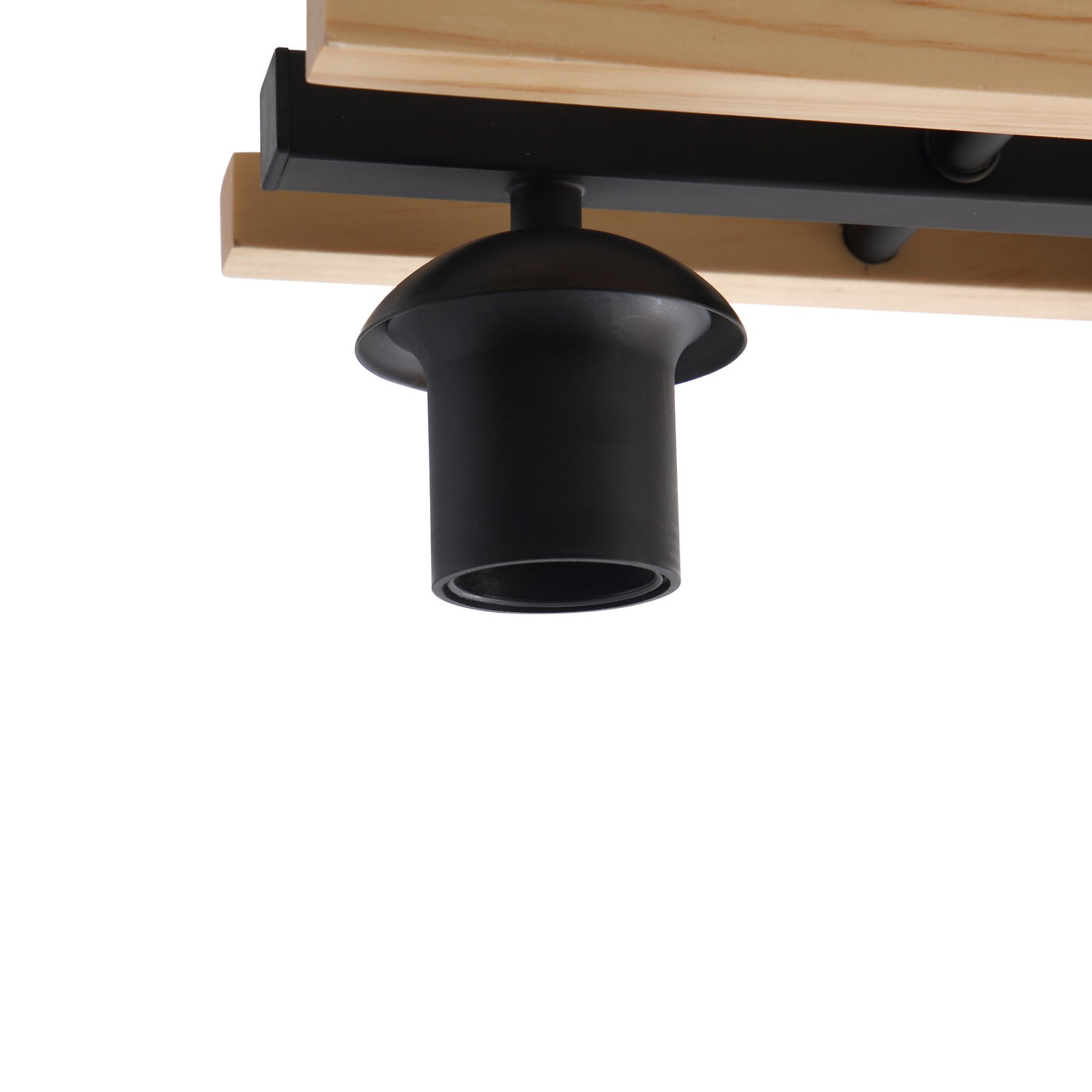 Maite 3 Ceiling Lamp Black/Wood/Amber - Lindby