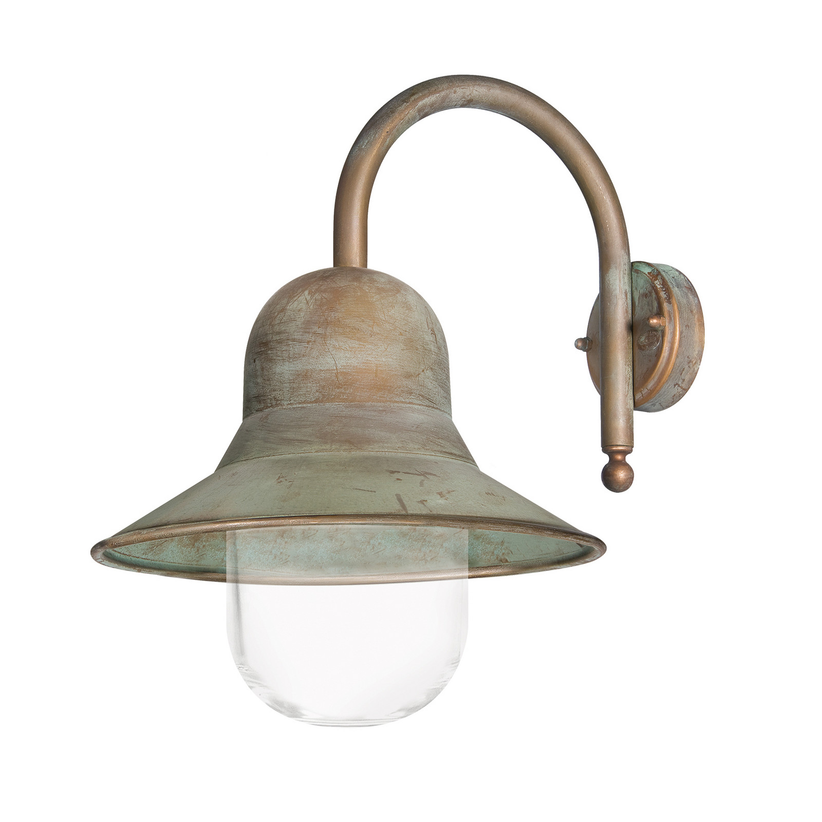 Moretti Luce Latão Antigo, Transparente Candeeiro De Parede Exterior Campanula 2091 Latão Antigo Profundidade 40 Cm Ip44