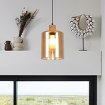 Żyrandol Giovanni, kolor bursztynowy/naturalny, średnica 18 cm, szkło