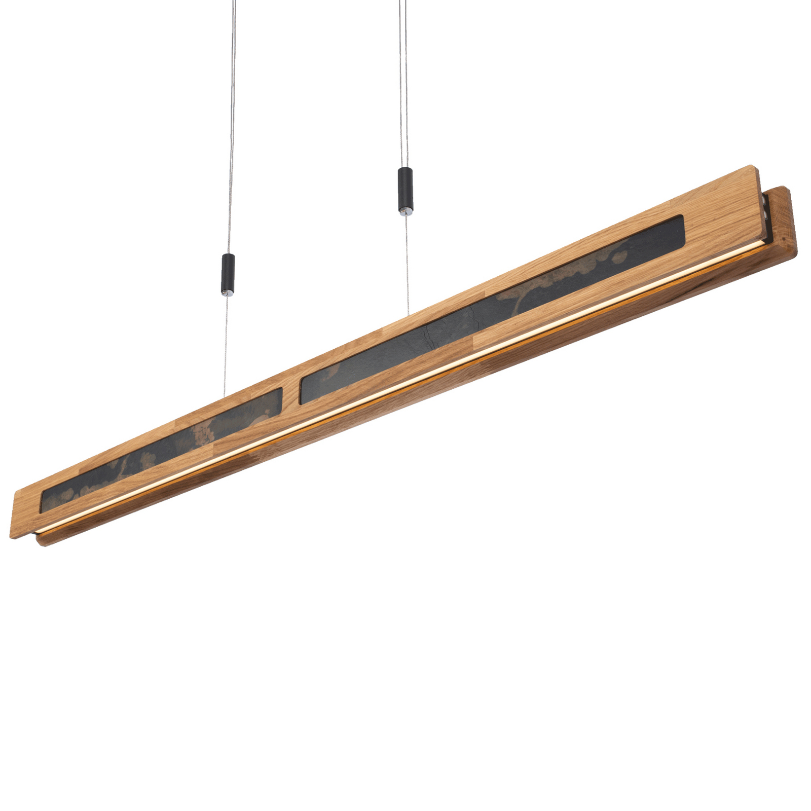 LED pakabinamas šviestuvas „Chile XS“, ąžuolo/spalvoto šiferio spalvos, ilgis LED pakabinamas šviestuvas „Chile XS“, ąžuolo/spalvoto šiferio spalvos, ilgis