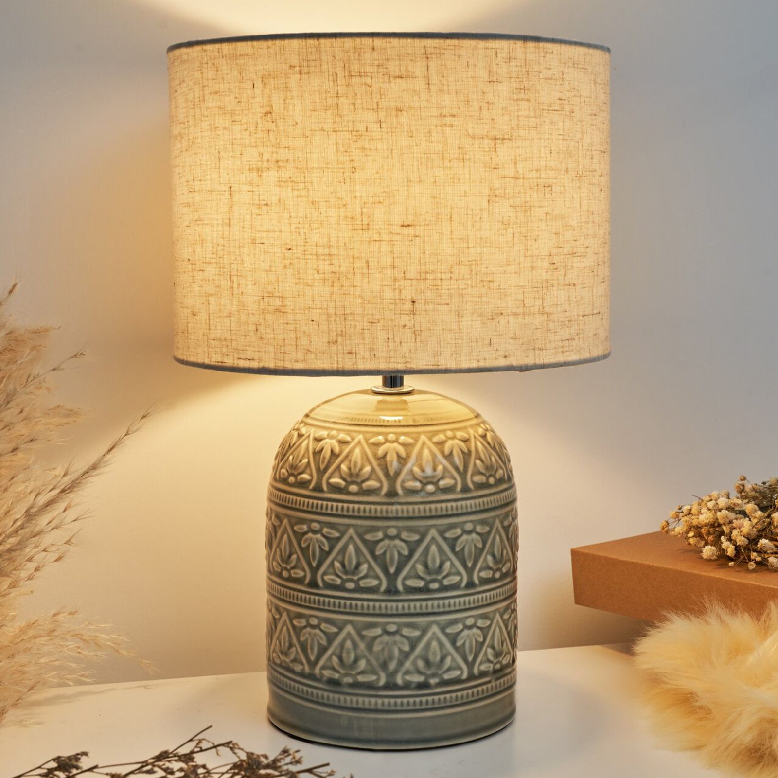 Pauleen Tender Pearl table lamp, fabric lampshade