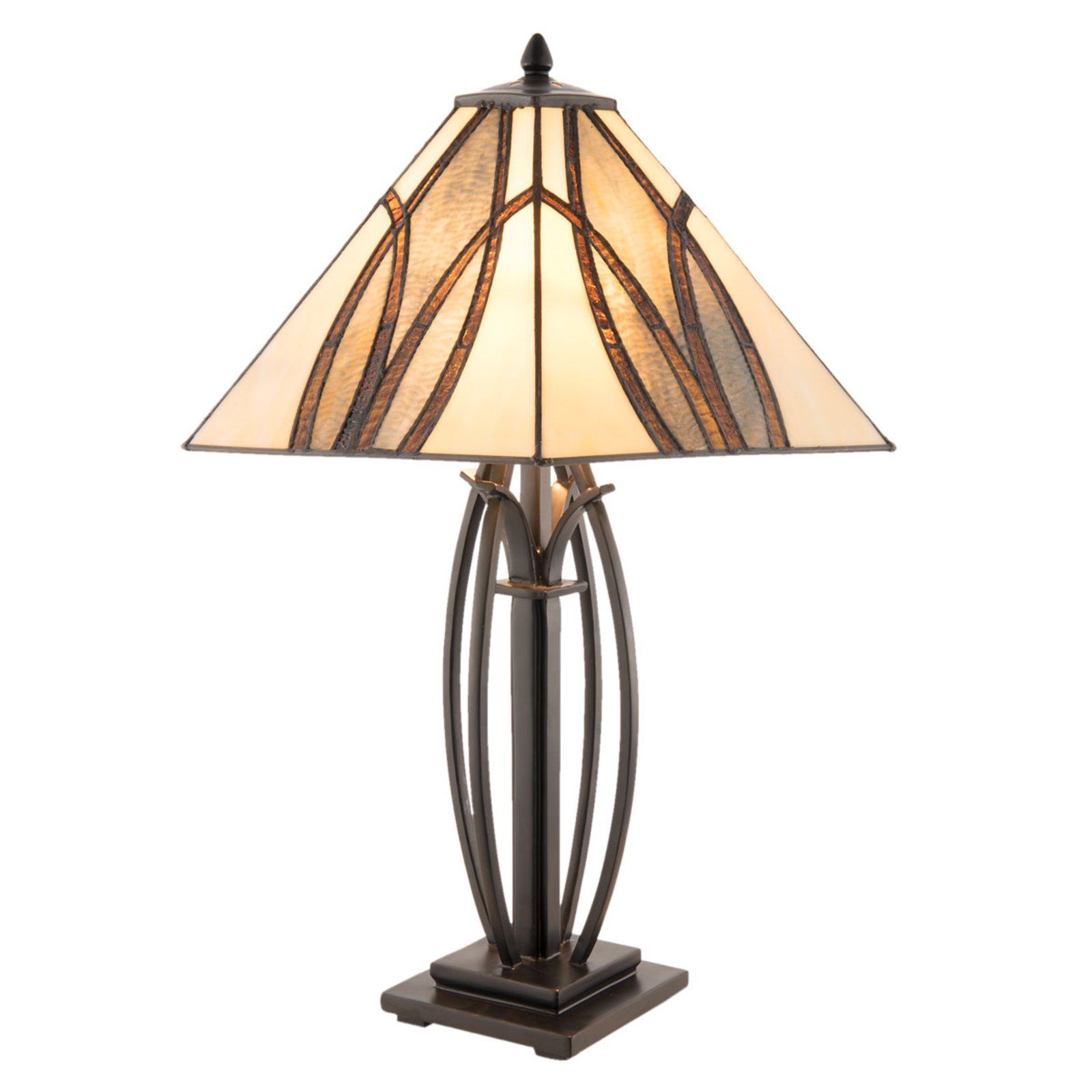 Lámpara de mesa 5913, pantalla de vidrio marrón