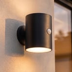 Lindby LED-Solar-Wandleuchte Amren, črna, ABS, senzor