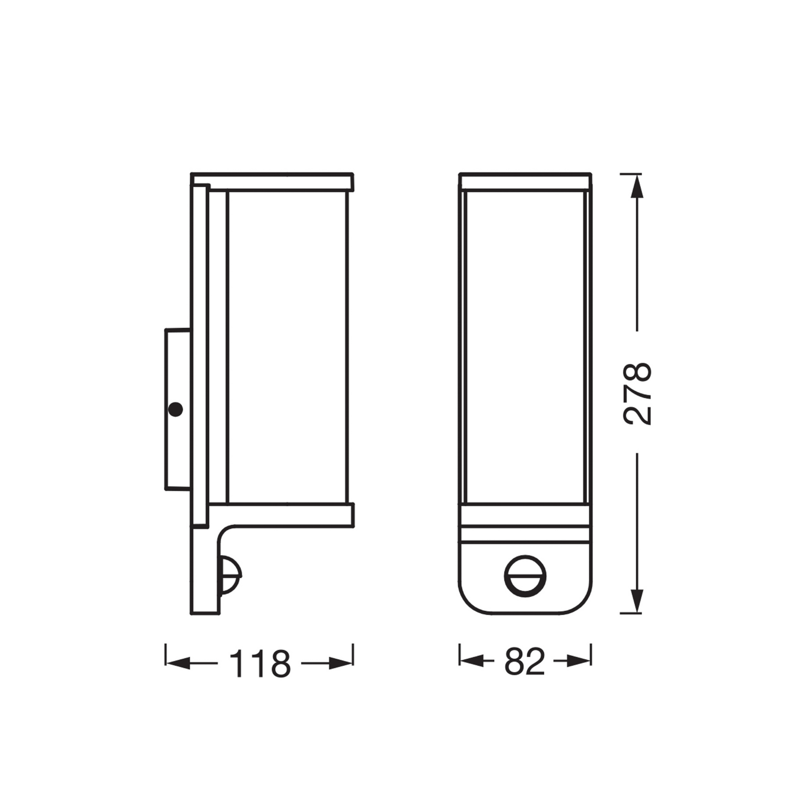 Candeeiro de parede OSRAM ENDURA CLASSIC TUBULAR, sensor, cinza escuro Candeeiro de parede OSRAM ENDURA CLASSIC TUBULAR, sensor, cinza escuro