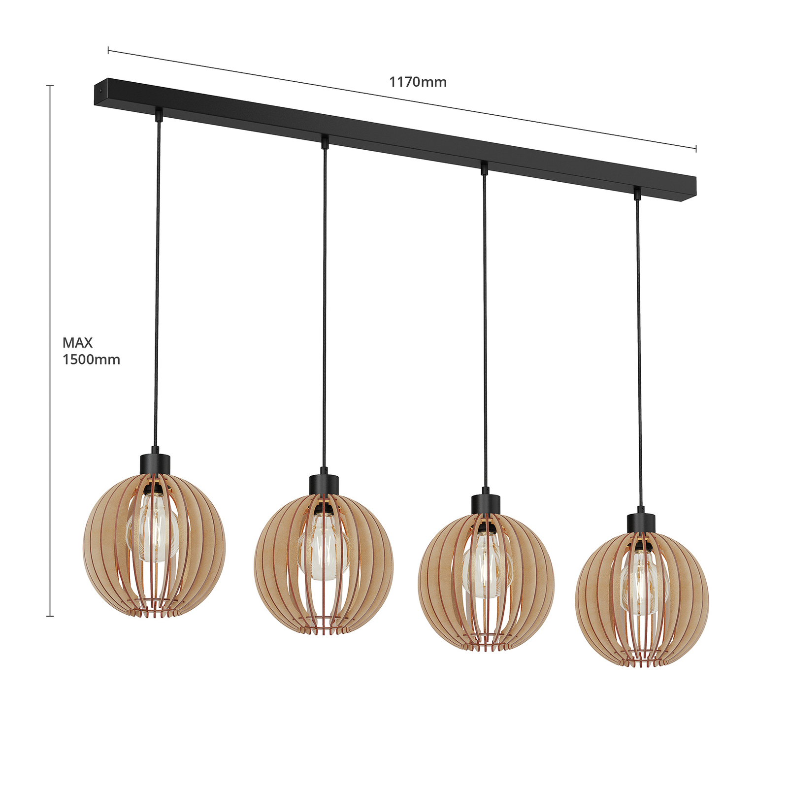 Envolight Clay lampa wisząca brzoza sklejka 4-pkt.